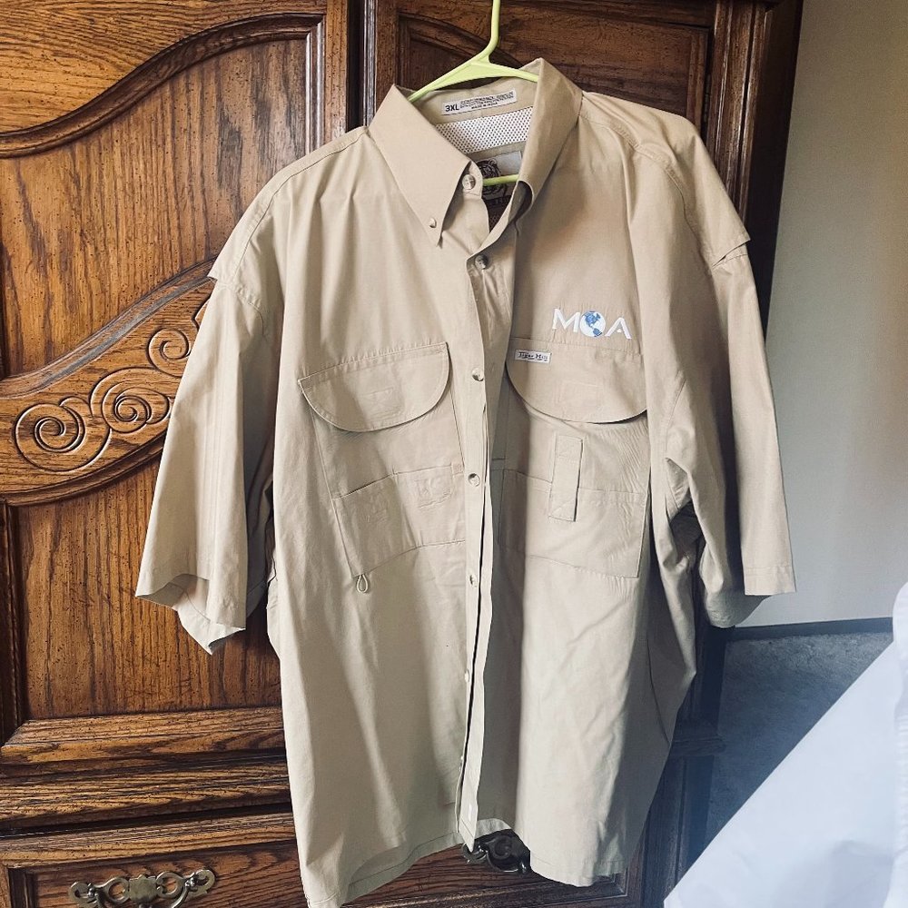 BMW- Motorcycle Owners of America (MOA) Cream Button Down Short Sleeve
